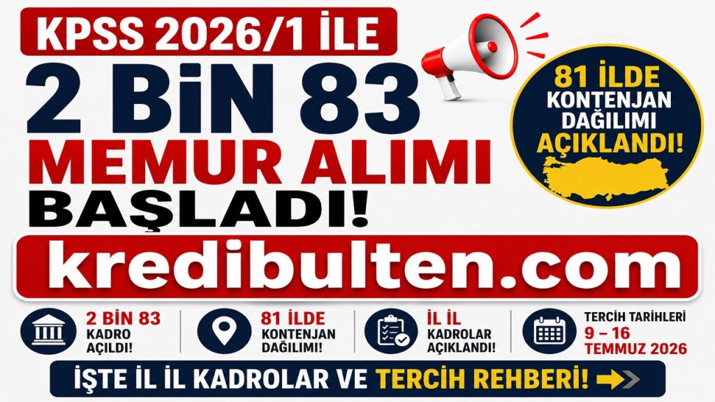 KPSS 2026/1 ile 2 Bin 83 Memur Alımı Başladı! 81 İlde Kontenjan Dağılımı Açıklandı, İşte İl İl Kadrolar ve Tercih Rehberi