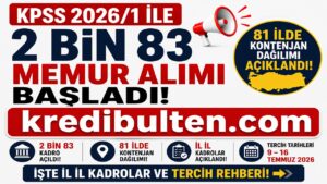 KPSS 2026/1 ile 2 Bin 83 Memur Alımı Başladı! 81 İlde Kontenjan Dağılımı Açıklandı, İşte İl İl Kadrolar ve Tercih Rehberi